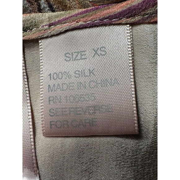 Gemma 100% Silk Dress Oversized XS Drawstring Waist Colorful Short Slv #Q9-6 - Picture 9 of 13